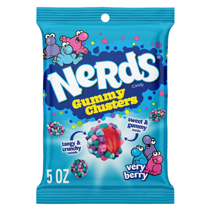 NERDS Gummy Clusters, Candy, Very Berry, Crunchy and Gummy, 5 oz