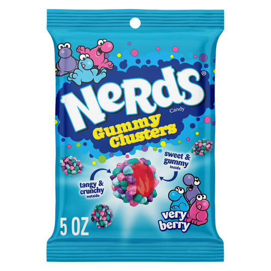NERDS Gummy Clusters, Candy, Very Berry, Crunchy and Gummy, 5 oz