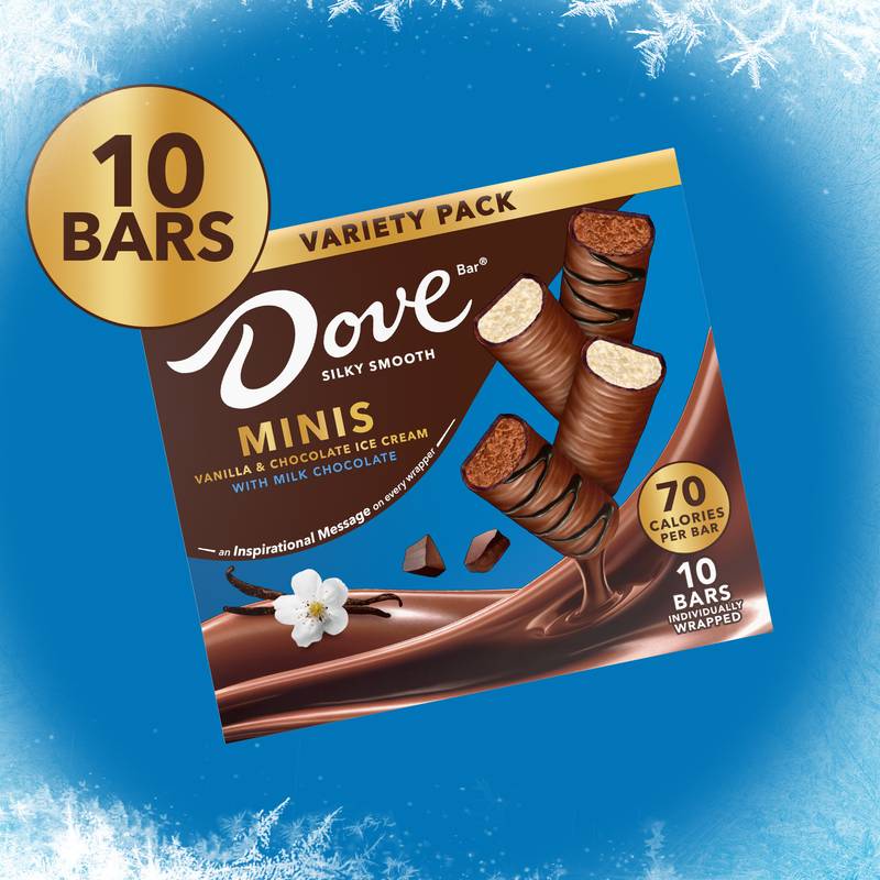 DOVE Vanilla & Chocolate Ice Cream Mini Milk Chocolate Ice Cream Bars , 10ct