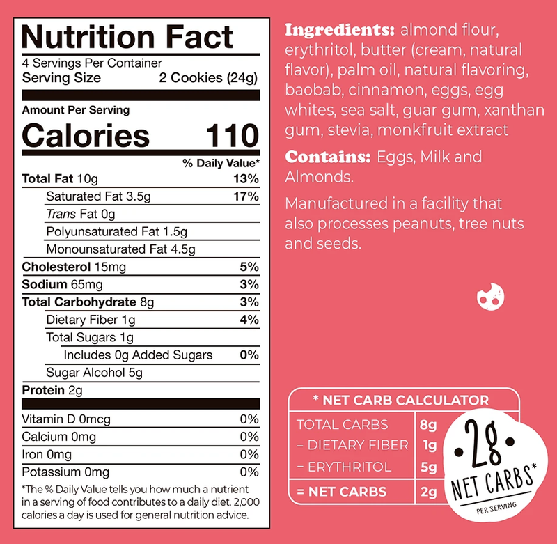 Nunbelievable Keto Snickerdoodle with Baobab Cookies 3.4oz