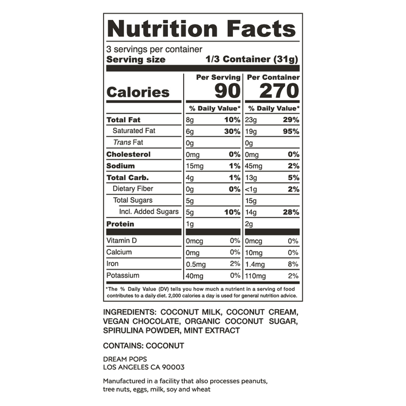 Dream Pops Mint Chip Non-Dairy Bites 4oz