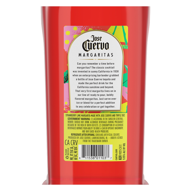 Jose Cuervo Authentic Margarita Strawberry Lime Ready to Drink Cocktail 1.75L 9.5% ABV
