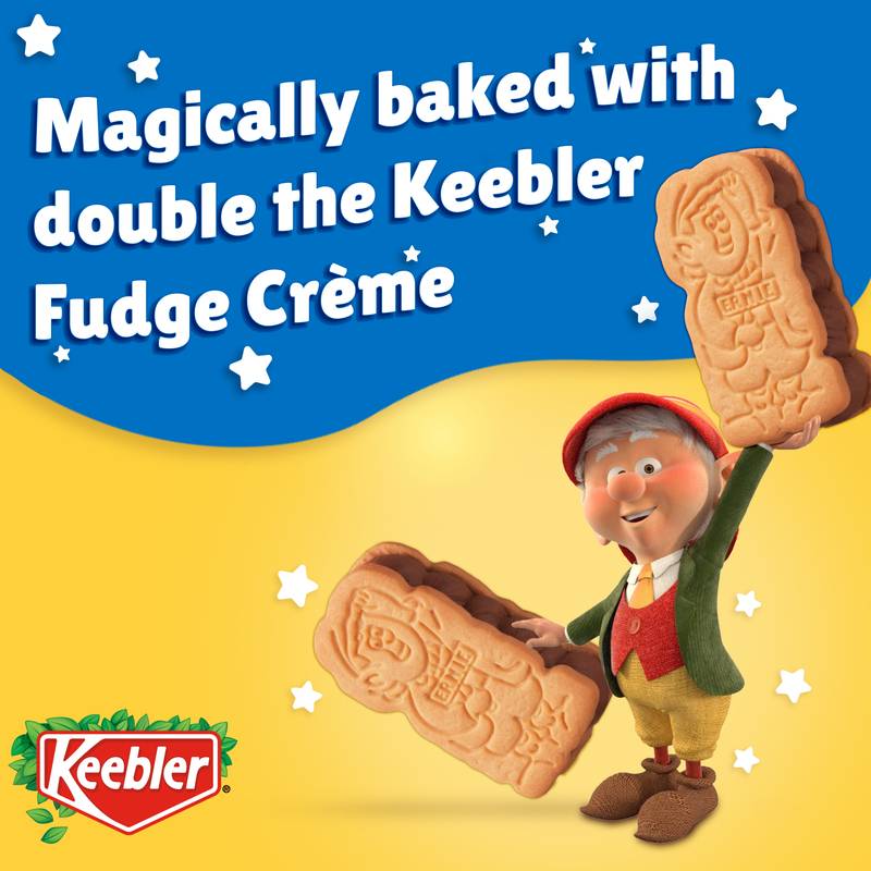 Keebler E.L. Fudge Double Stuffed Elfwich Cookies, Sandwich Cookies Stuffed with Crème Filling, 12 oz