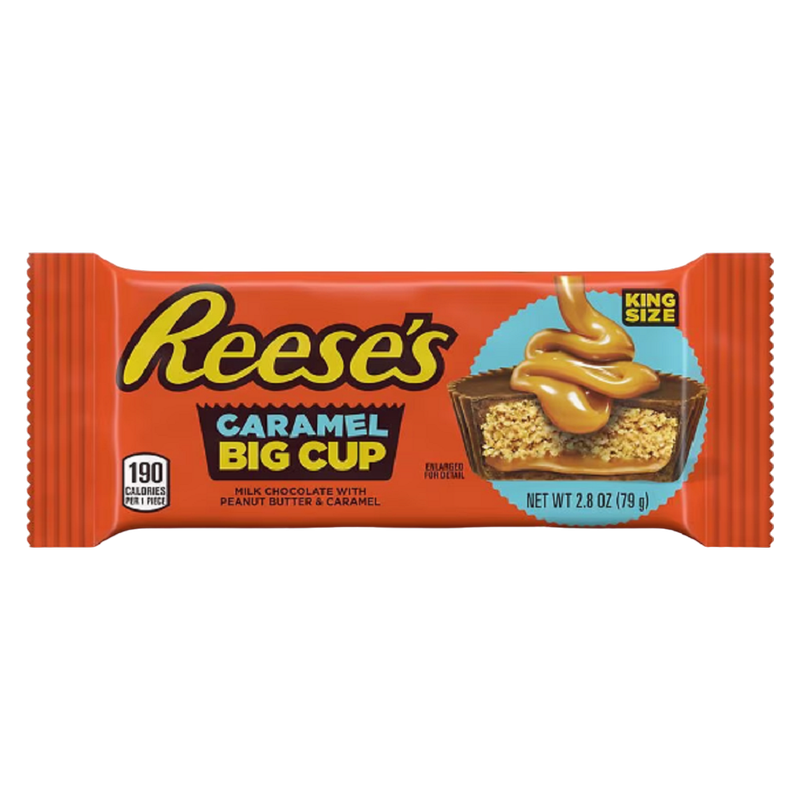 REESE'S Milk Chocolate Peanut Butter Cup Big Cup With Caramel King Size Bar, 2.8 oz