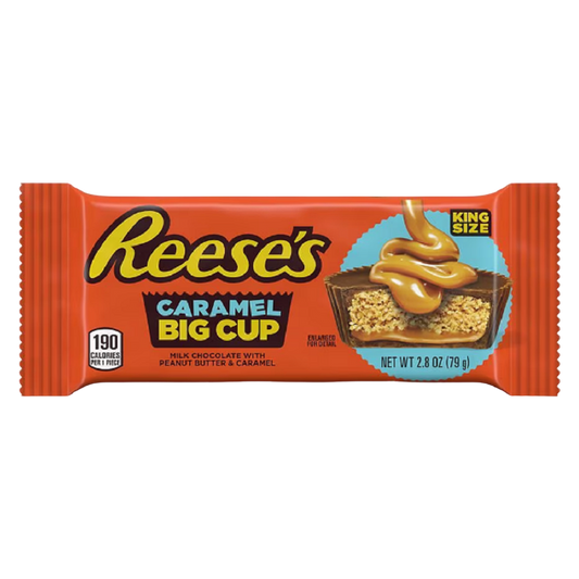 REESE'S Milk Chocolate Peanut Butter Cup Big Cup With Caramel King Size Bar, 2.8 oz