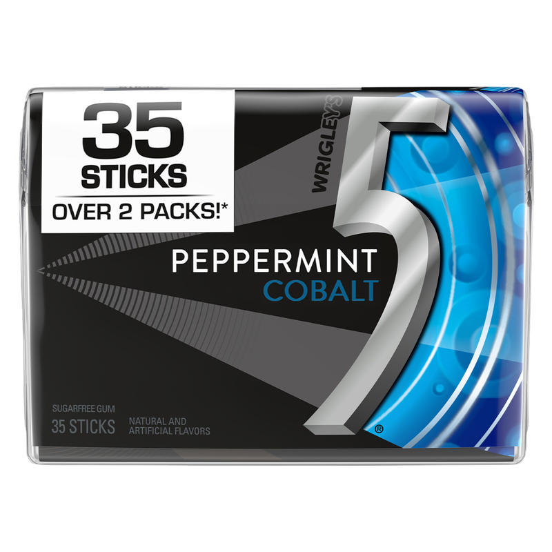 5 GUM Peppermint Cobalt Sugar Free Chewing Gum, Five Gum 35 Stick Pack