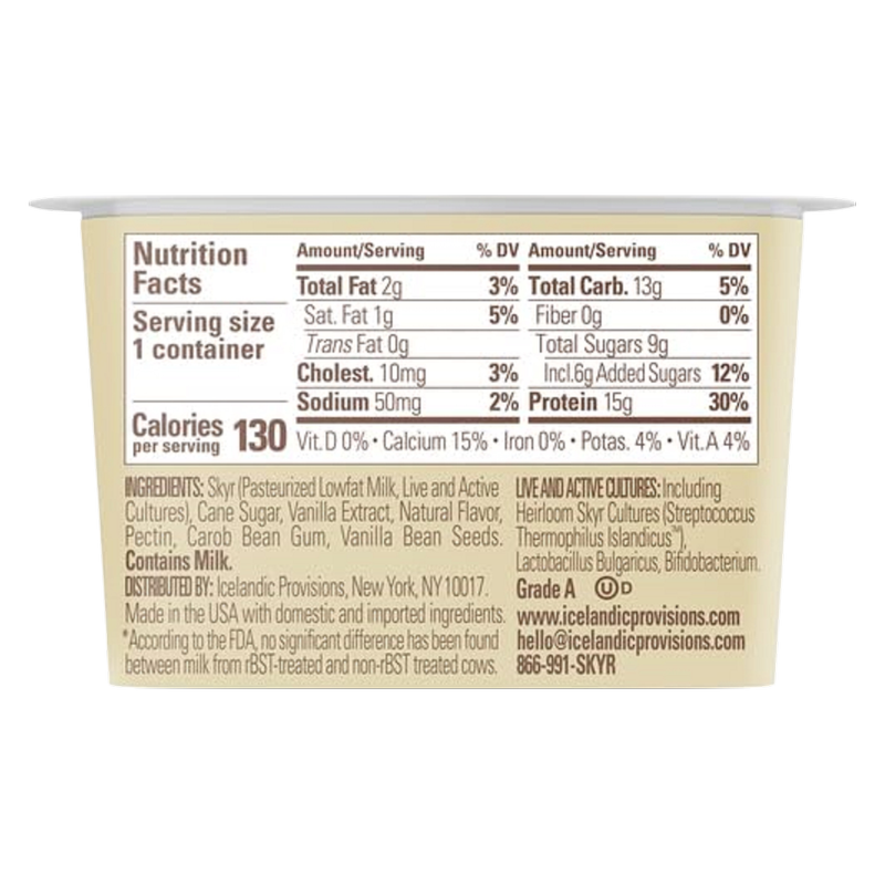 Icelandic Provisions Vanilla Skyr Yogurt - 5.3oz
