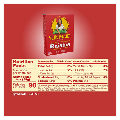 Sun Maid Raisins 6Pk Carton, 6oz.