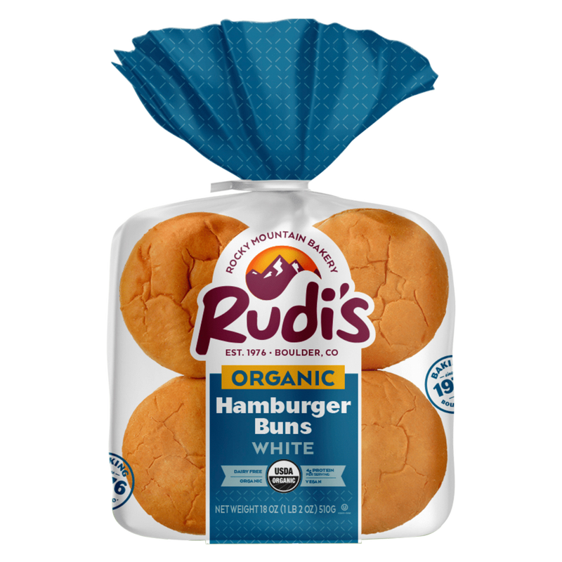 Rudi's Organic White Hamburger Buns - 8ct/18oz