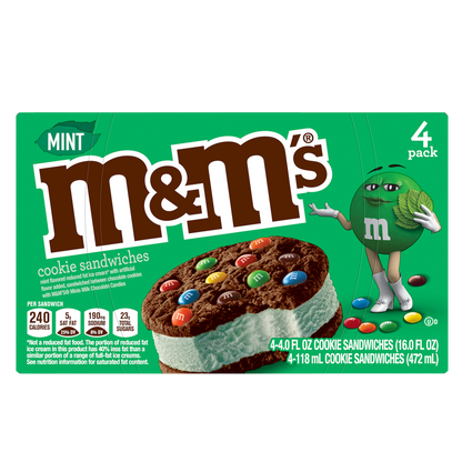 M&M's Mint Ice Cream Cookie Sandwich 4ct 16oz