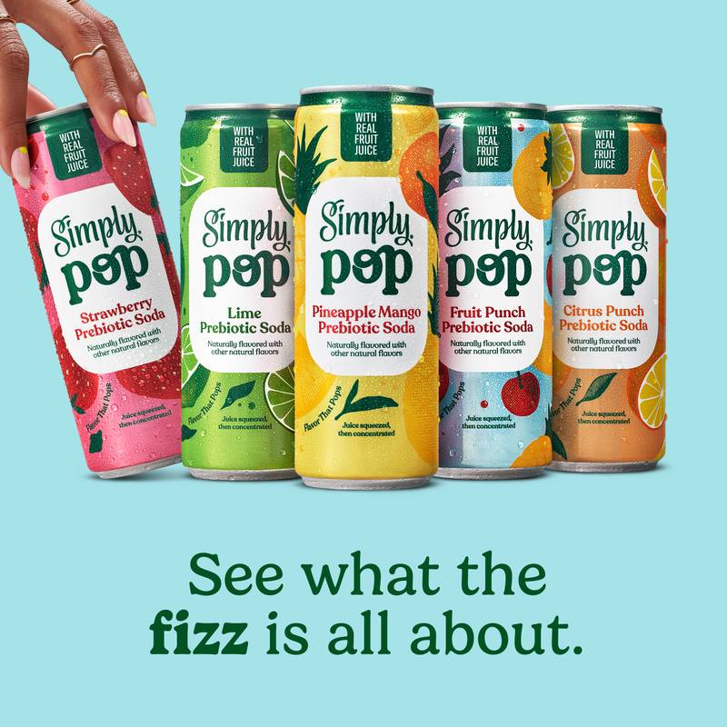 Simply Pop Strawberry Prebiotic Soda 12oz Can