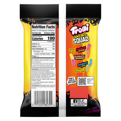 Trolli Sour Brite Squad Gummy Candy, Sour Gummy Worms, 4.25 oz