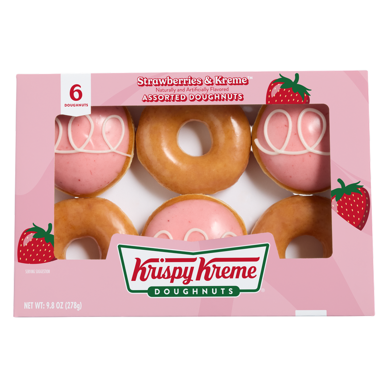Krispy Kreme Strawberries & Kreme Doughnuts 6ct