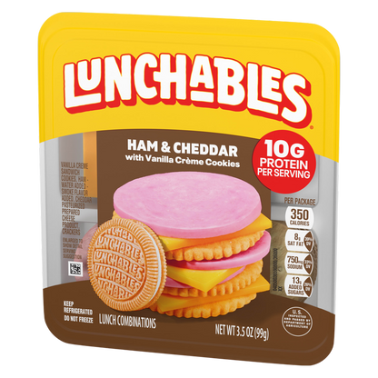 Lunchables Ham & Cheddar Cheese Cracker Stackers Vanilla Creme Cookies - 3.5oz