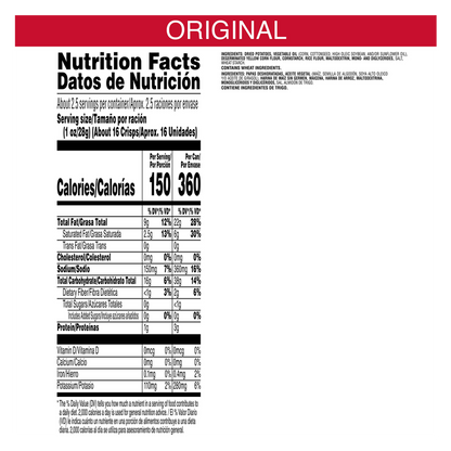 Pringles Potato Crisps Chips Original 2.3oz Grab N' Go