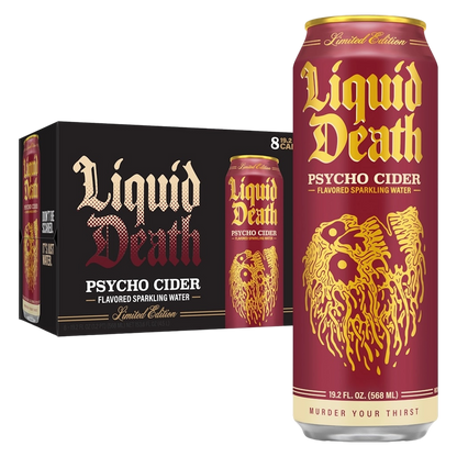 Liquid Death Psycho Cider Sparkling Water with Agave 8pk 19.2oz King Size Can