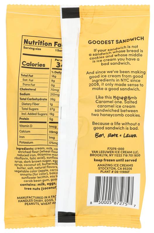 Van Leeuwen Honeycomb Caramel Sandwich 5.8oz