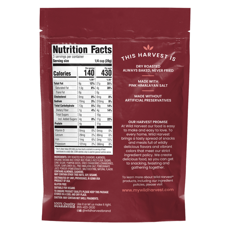 Wild Harvest Cranberry Cashew Almond Snack Clusters 3oz