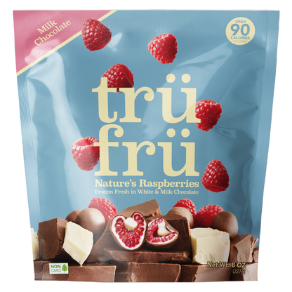Tru Fru Natures Raspberries Hyper Chilled in White & Milk Chocolate