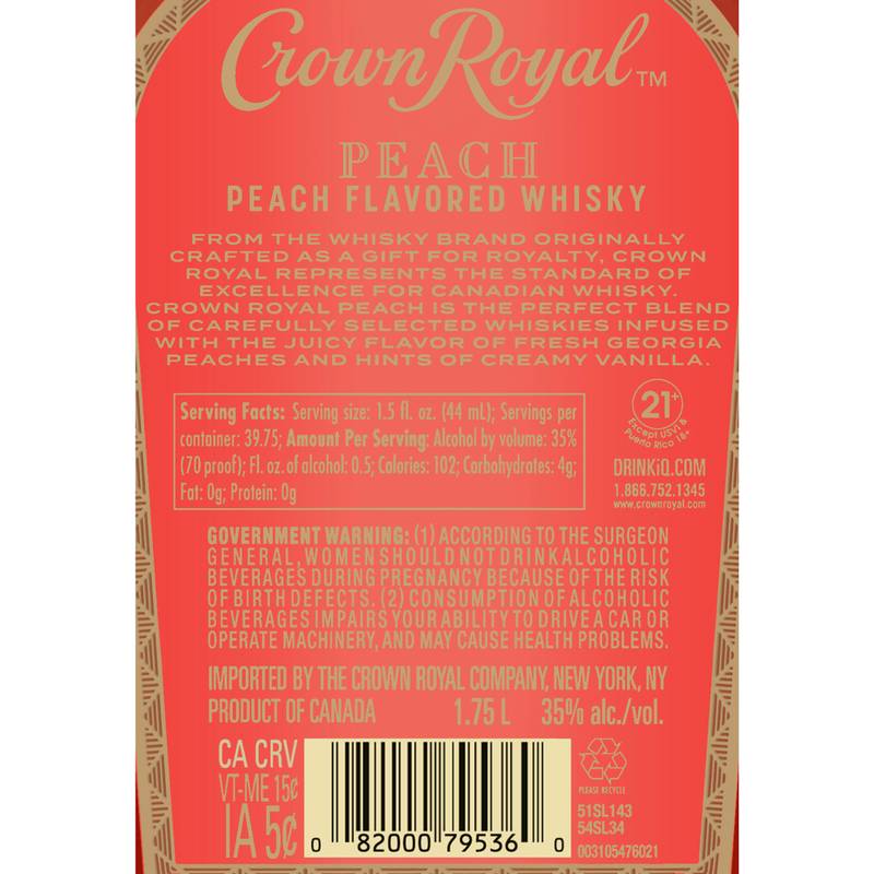 Crown Royal Peach 1.75L (70 Proof)