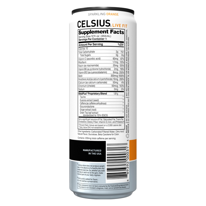 CELSIUS Sparkling Orange, Essential Energy Drink 12oz Can