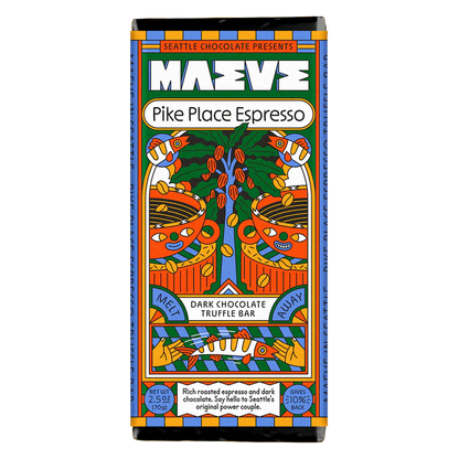 MAEVE Pike Place Espresso Dark Chocolate Truffle Bar, 2.5 oz