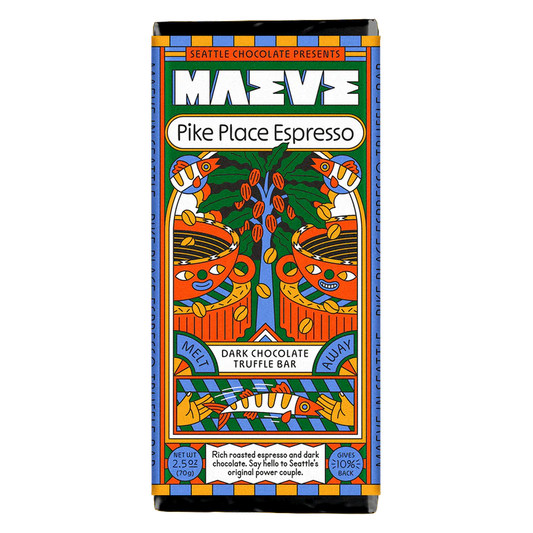 MAEVE Pike Place Espresso Dark Chocolate Truffle Bar, 2.5 oz