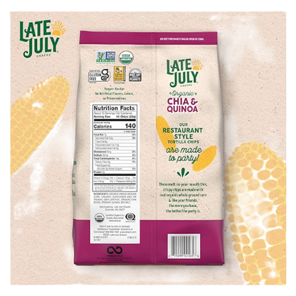 Late July Snacks Thin and Crispy Organic Tortilla Chips with Chia and Quinoa 10.1oz
