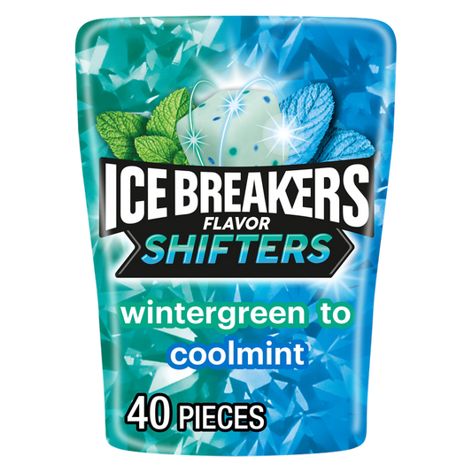 Ice Breakers Flavor Shifters Wintergreen to Coolmint Flavors Sugar-Free Gum Bottle Pack, 3.24 oz