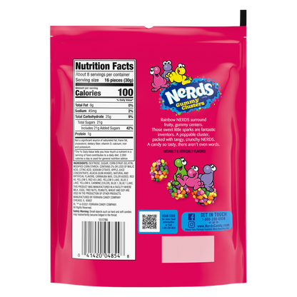 NERDS Gummy Clusters, Candy, Rainbow, Crunchy and Gummy, 8 oz