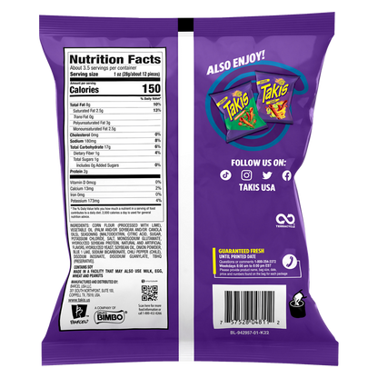 Takis Blue Heat Spicy Rolled Tortilla Chips Snack Size Bag 3.25oz