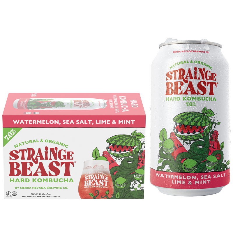 Strainge Beast Watermelon Sea Salt Lime Mint Kombucha 6pk 12oz