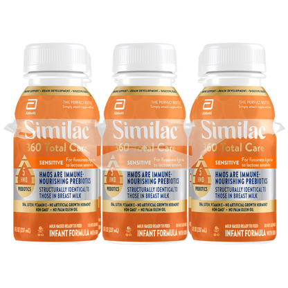 Similac 360 Total Care Sensitive Non-GMO Ready to Feed Infant Formula Bottles 8 fl oz 6ct