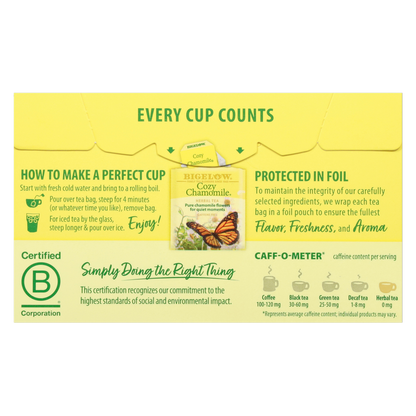 Bigelow Tea Cozy Chamomile Caffeine Free Herbal Tea Bags 18ct Box