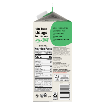 So Delicious Organic Unsweetened Coconut Milk 64oz