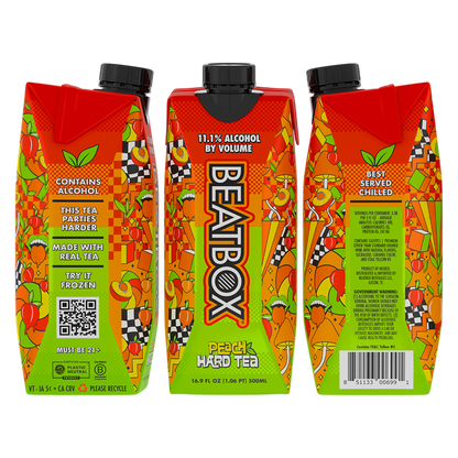 Beatbox Peach Hard Tea 500ml 11.1% ABV Wine-Based