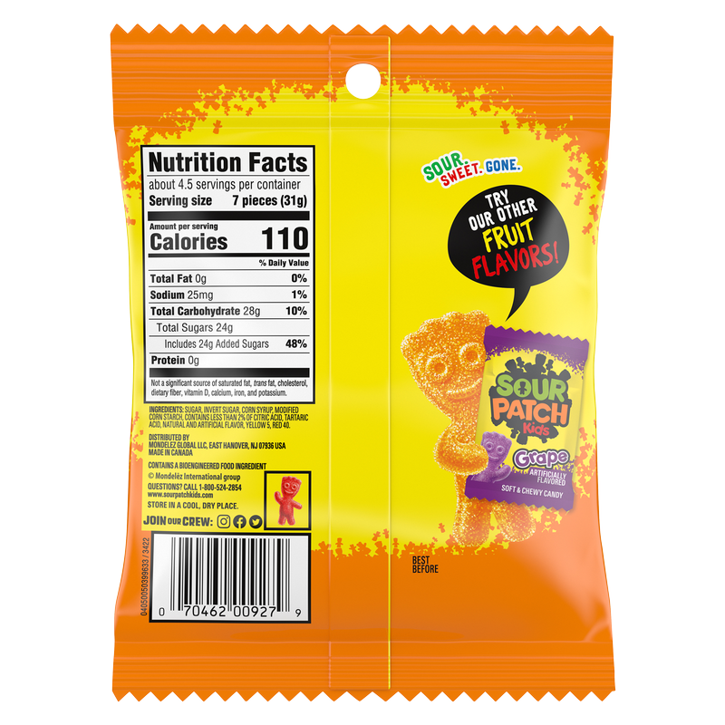 Sour Patch Kids Peach Soft & Chewy Candy 4.96oz