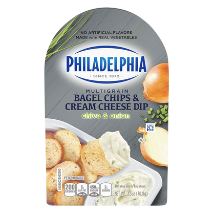 Philadelphia Chive & Onion Cream Cheese Dip and Bagel Chips - 2.5oz