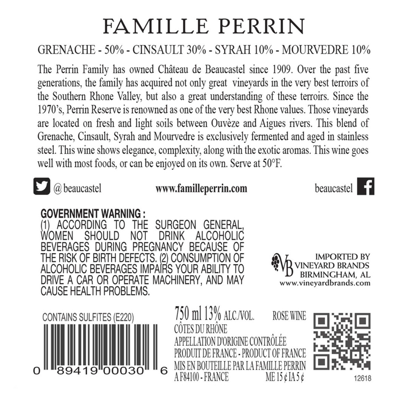 Perrin Cotes-du-Rhone Rose Reserve 750ml