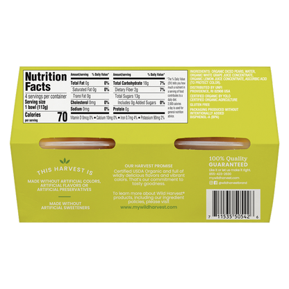 Wild Harvest Organic Diced Pears in Juice 4oz (4 Pack)