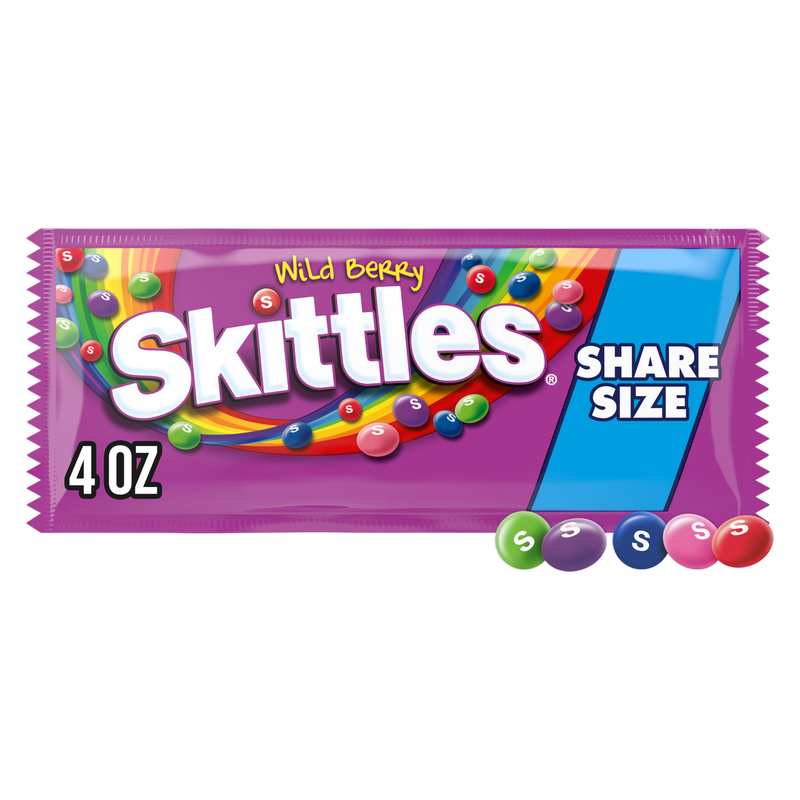 SKITTLES Wild Berry Chewy Candy, Share Size, 4 oz Bag