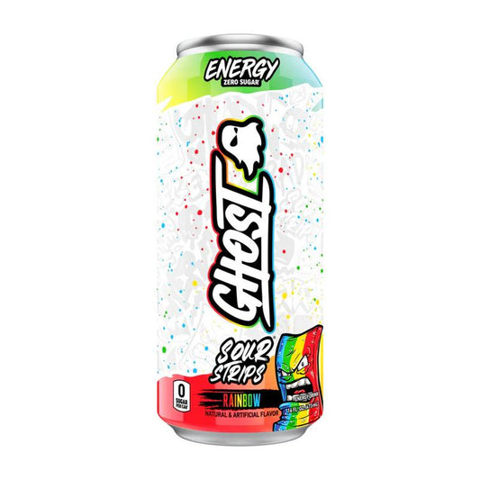 GHOST Energy Zero Sugar Sour Strips Rainbow 16oz Can