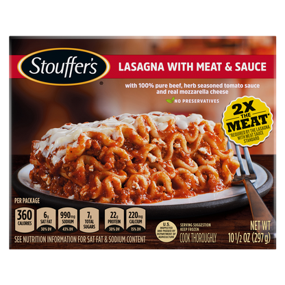Stouffers Frozen Lasagna With Meat Sauce Meal 10.5oz