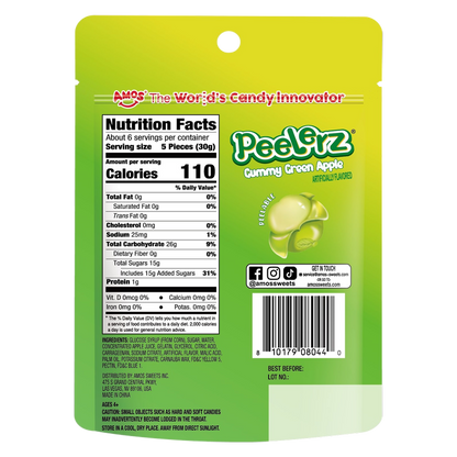 Amos Peelerz Gummy Green Apple, 6 oz