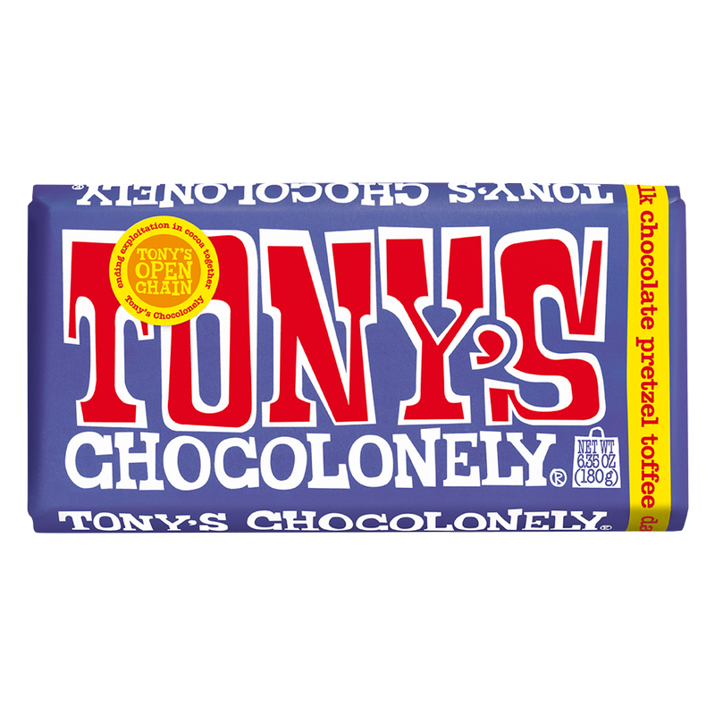 Tony's Chocolonely 42% Dark Milk Chocolate with Pretzel and Toffee Bar 6.35oz