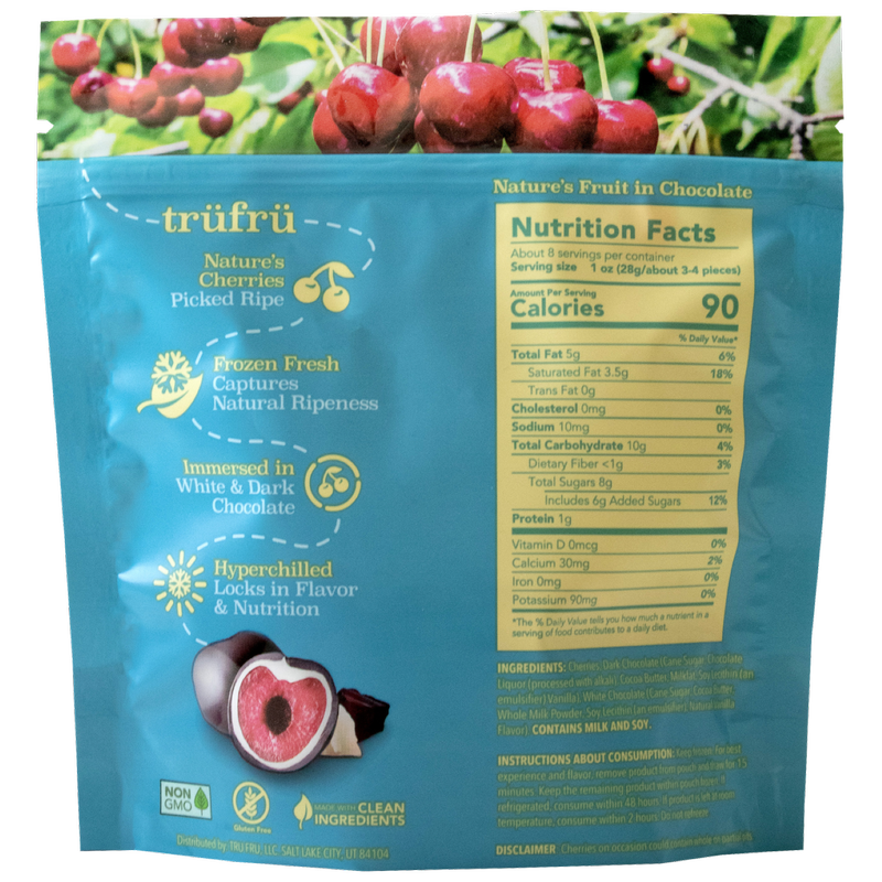 TruFru Natures Cherries Hyper Chilled in White & Dark Chocolate, 8oz