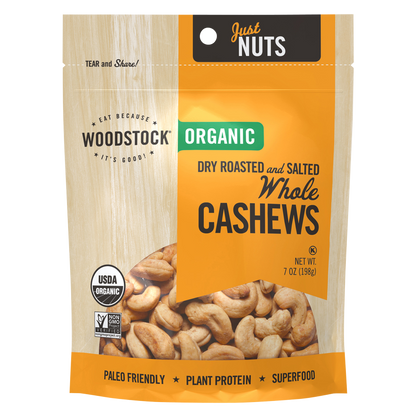 Woodstock Organic Dry Roasted and Salted Whole Cashews, 7 oz