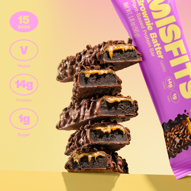 Misfits Plant-Based Brownie Batter Protein Bar, 1.8oz