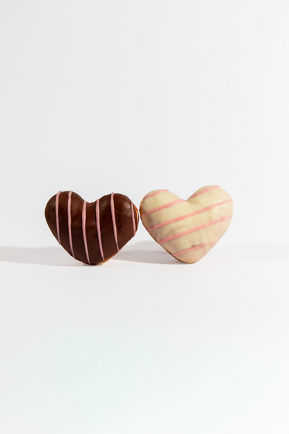 Heart Filled Donuts 4pk, Chocolate and Vanilla
