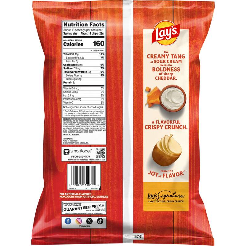 Lay's Cheddar & Sour Cream Potato Chips Party Size 12.5oz